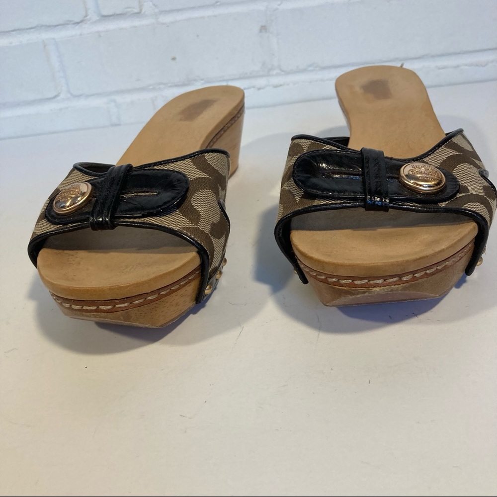 Coach LEE wooden shoes sz 7.5B heel 2” - Picture 5 of 12